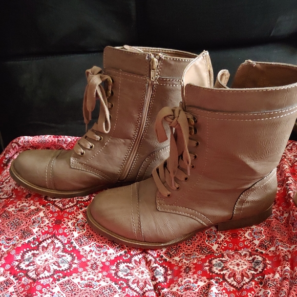 Rampage Zip & Lace Brown Boots - Picture 6 of 8